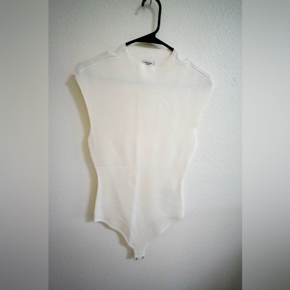 Abercrombie & Fitch Cream Sleeveless Bodysuit